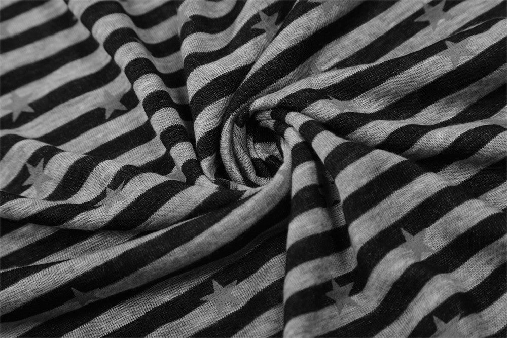 Star Print Striped Long-Sleeve Polo