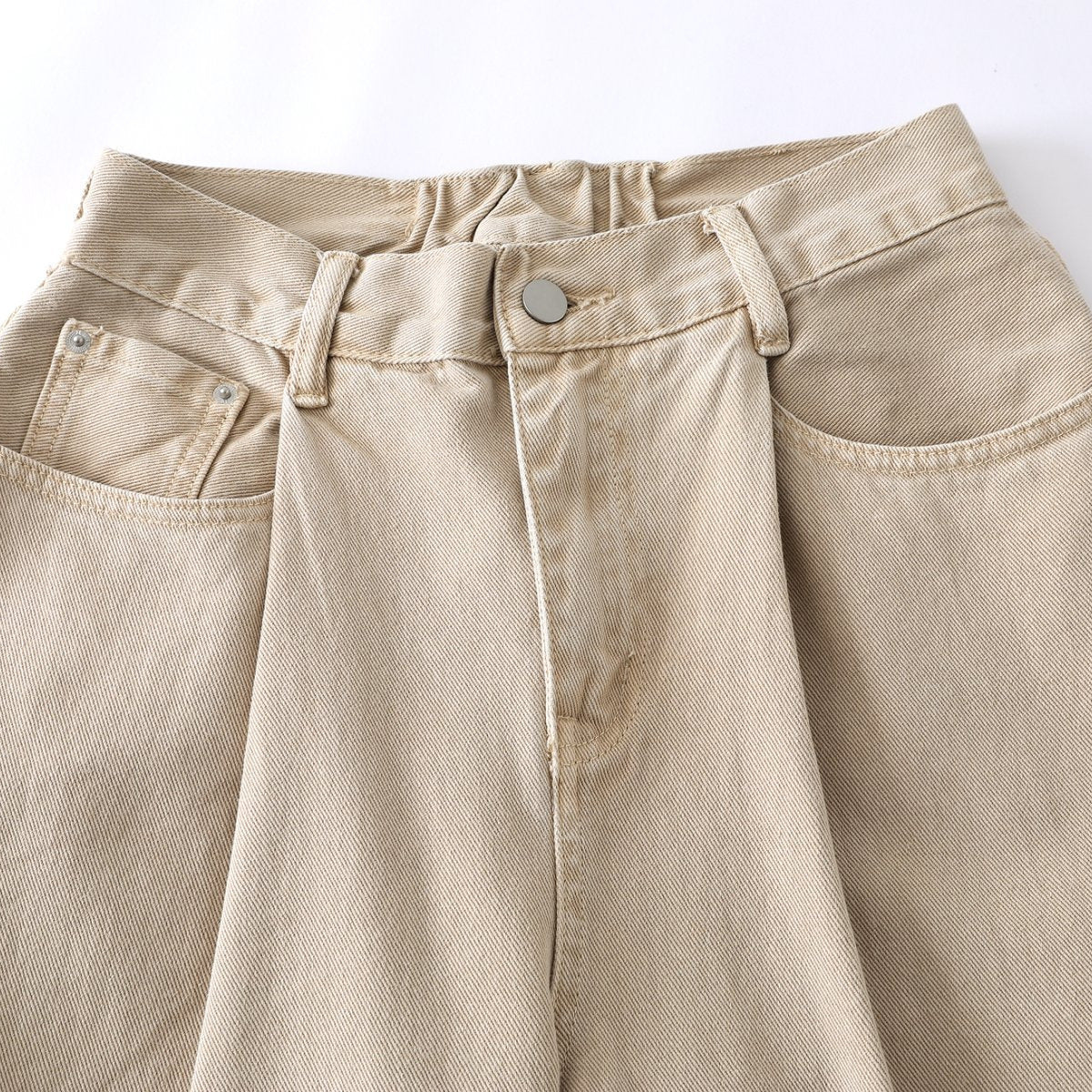 DAXUEN Beige high-waisted wide leg trousers