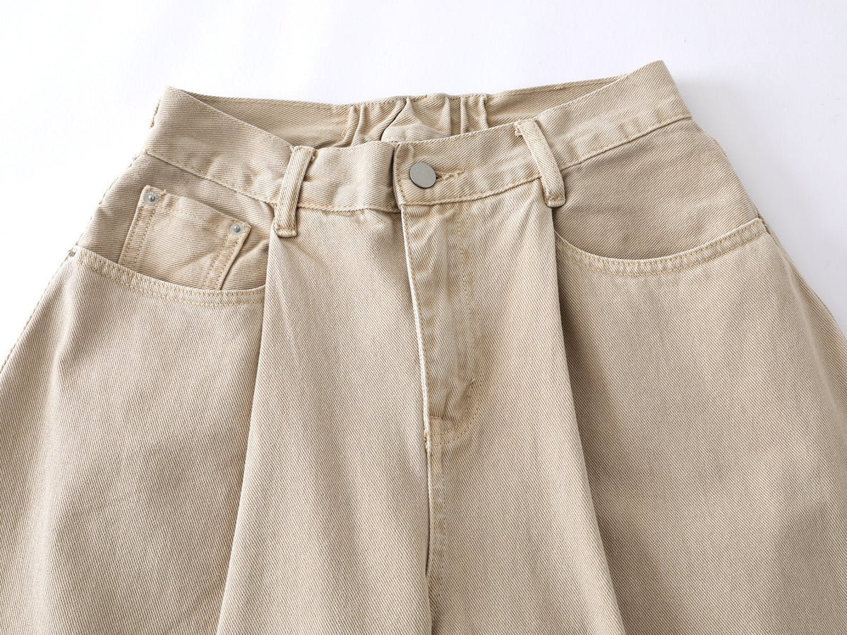 DAXUEN Beige high-waisted wide leg trousers