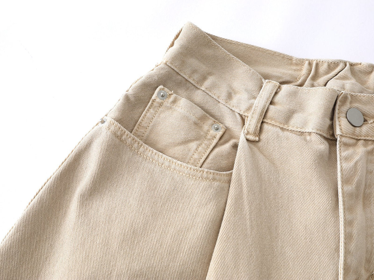DAXUEN Beige high-waisted wide leg trousers