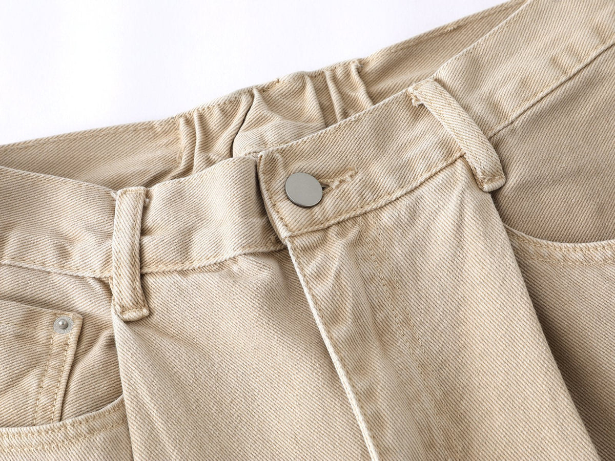 DAXUEN Beige high-waisted wide leg trousers