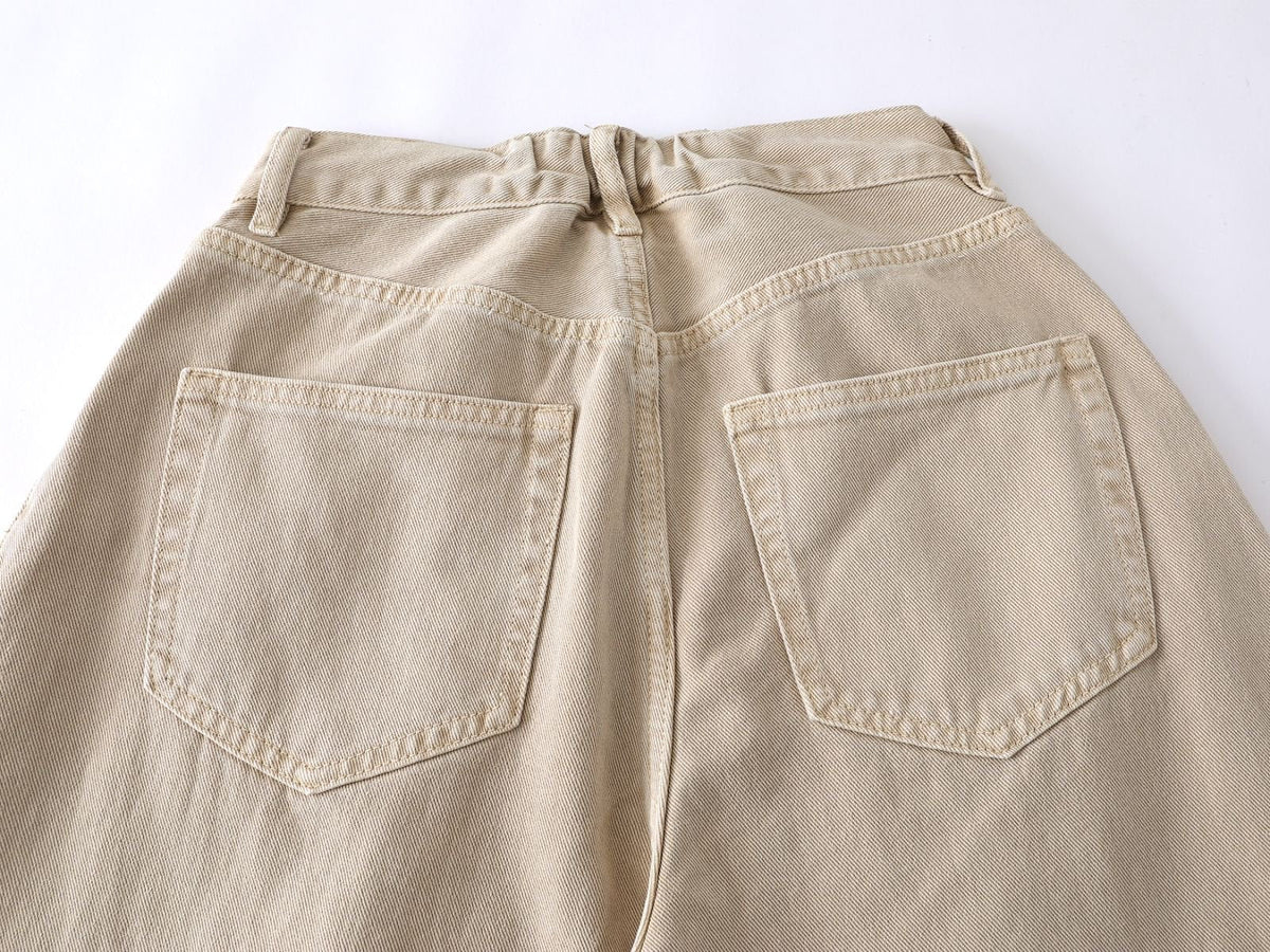 DAXUEN Beige high-waisted wide leg trousers