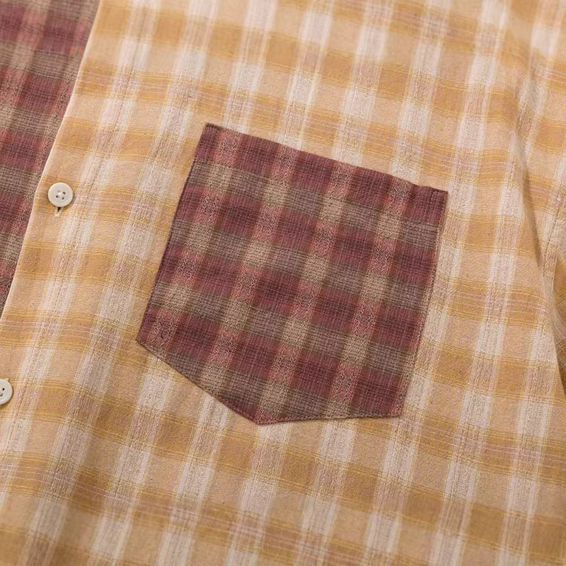 Langärmliges Hemd mit Patchwork-Karomuster