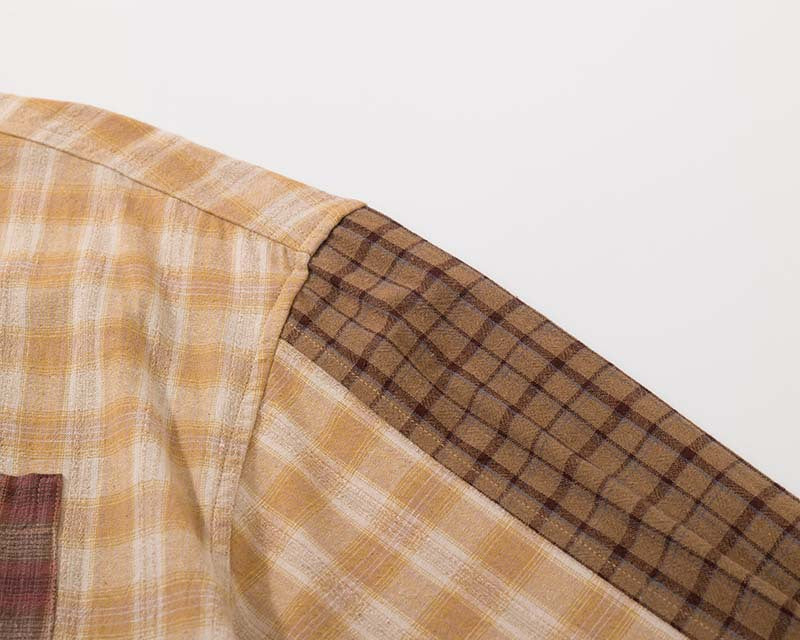 Langärmliges Hemd mit Patchwork-Karomuster