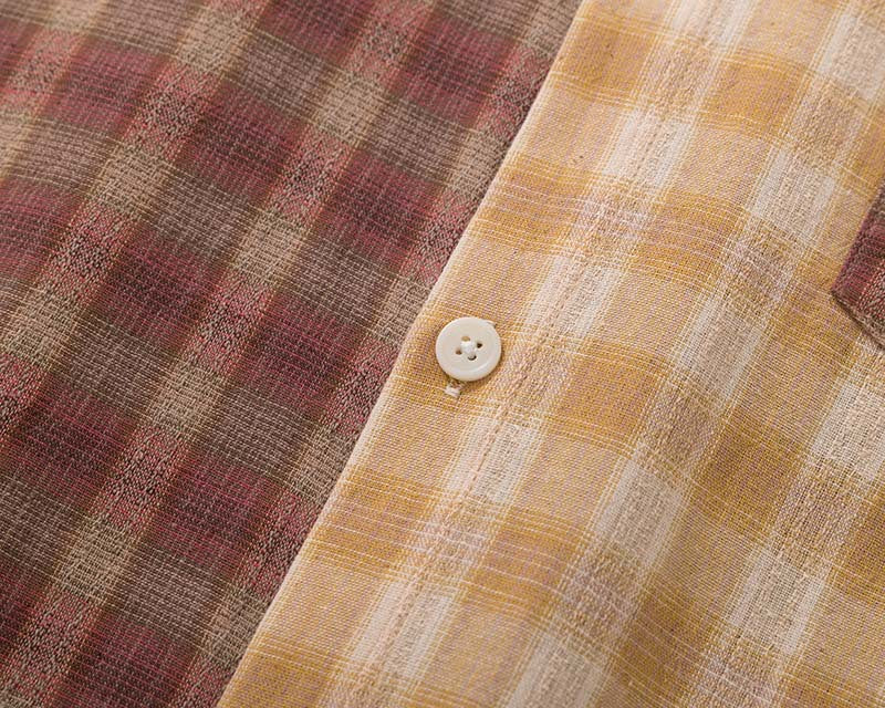Langärmliges Hemd mit Patchwork-Karomuster