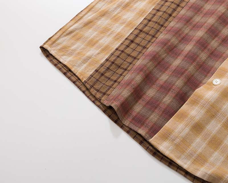 Langärmliges Hemd mit Patchwork-Karomuster