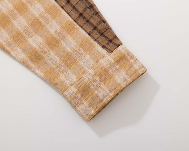 Langärmliges Hemd mit Patchwork-Karomuster