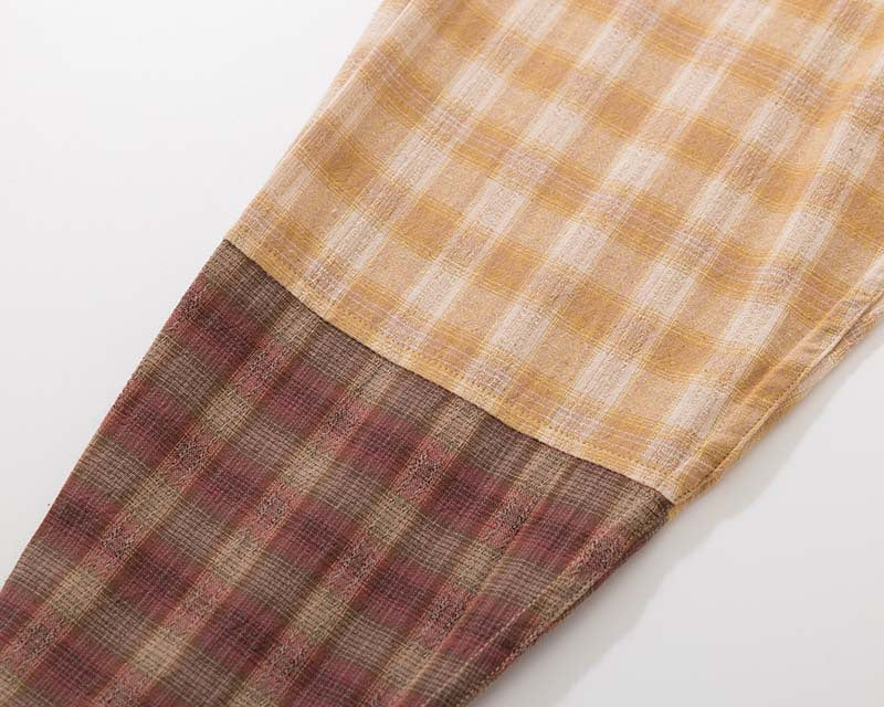 Langärmliges Hemd mit Patchwork-Karomuster