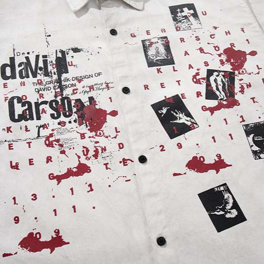 Chemise boutonnée à imprimé graphique grunge usé