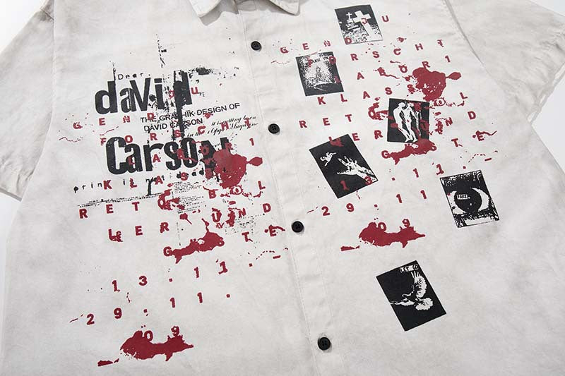 Chemise boutonnée à imprimé graphique grunge usé