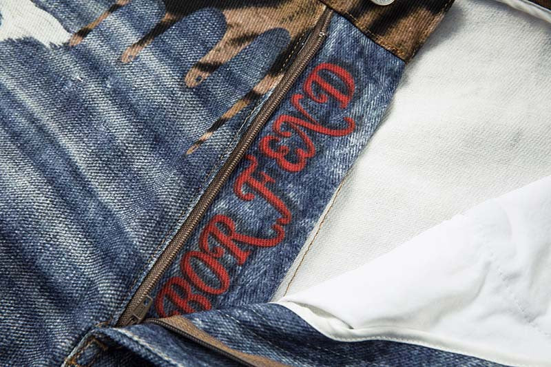 DAXUEN Distressed wide-leg jeans with tiger stripe pattern