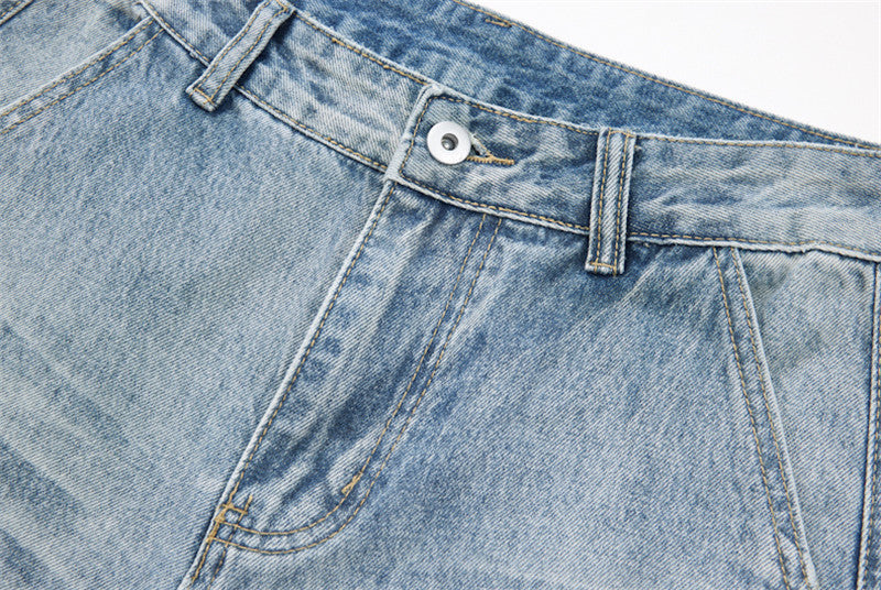 Jean cargo large bleu clair délavé