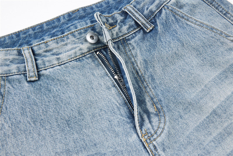 Jean cargo large bleu clair délavé
