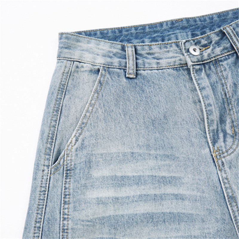 Jean cargo large bleu clair délavé