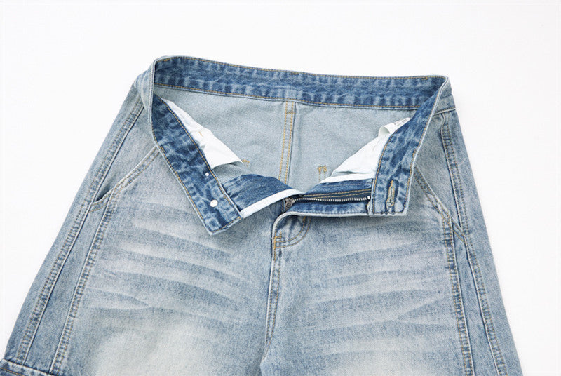 Jean cargo large bleu clair délavé