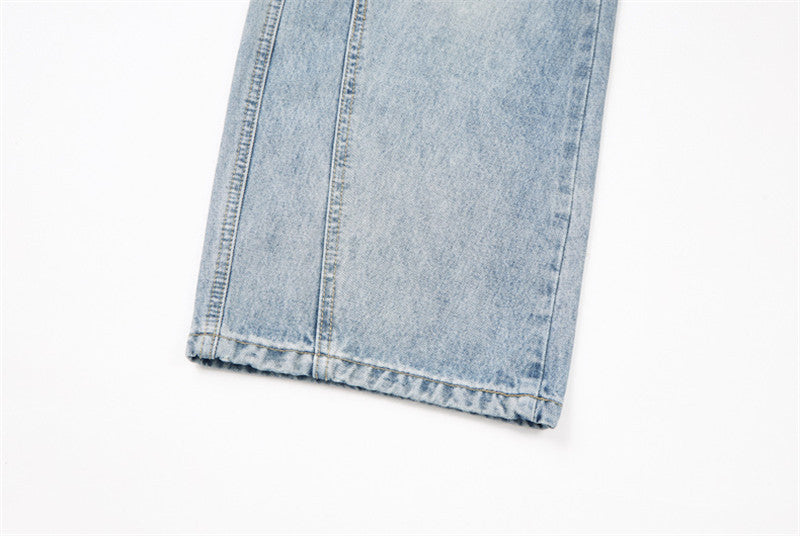 Jean cargo large bleu clair délavé