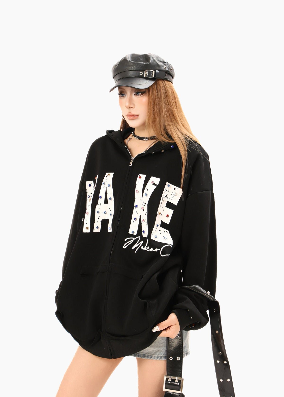 Madxmarx “MAKE” Studded Zip Hoodie