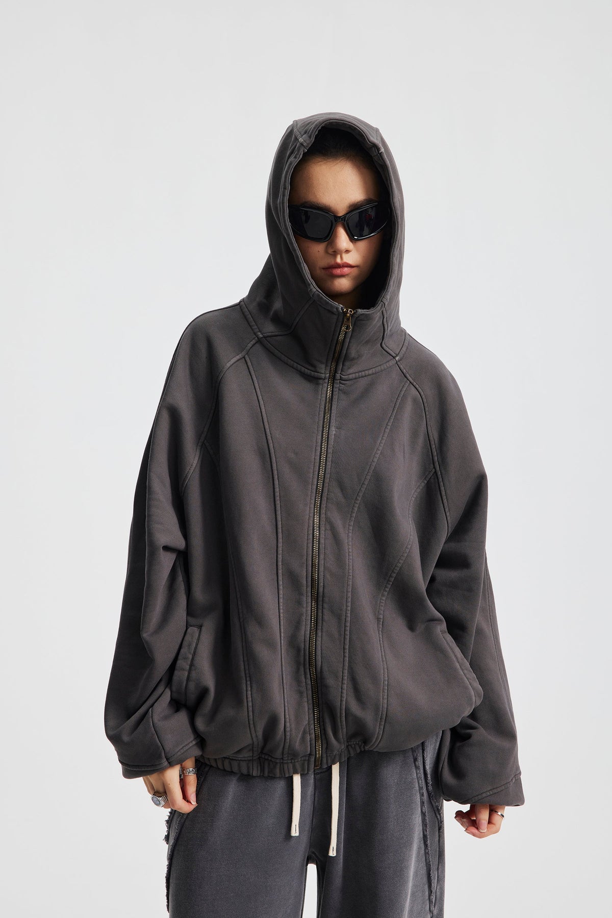 Madxmarx Curved-Seam Full-Zip Hoodie