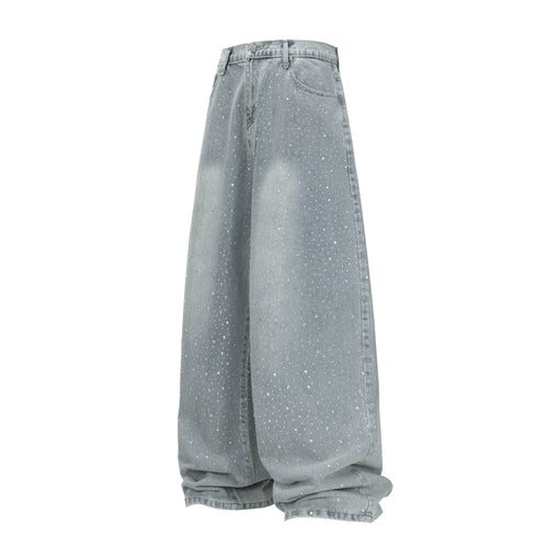 Madxmarx Light-Wash Rhinestone Wide-Leg Jeans - S / Blue