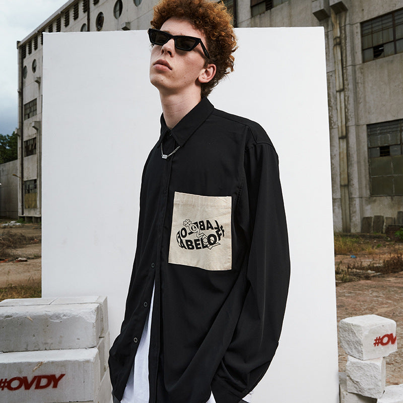 Patchwork Oversize Long Sleeve Shirt