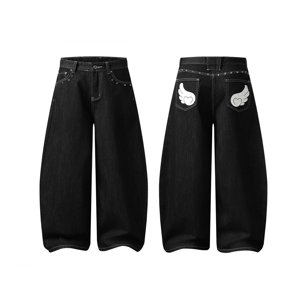 Madxmarx “Angel Wing Wide-Leg Denim Jeans”