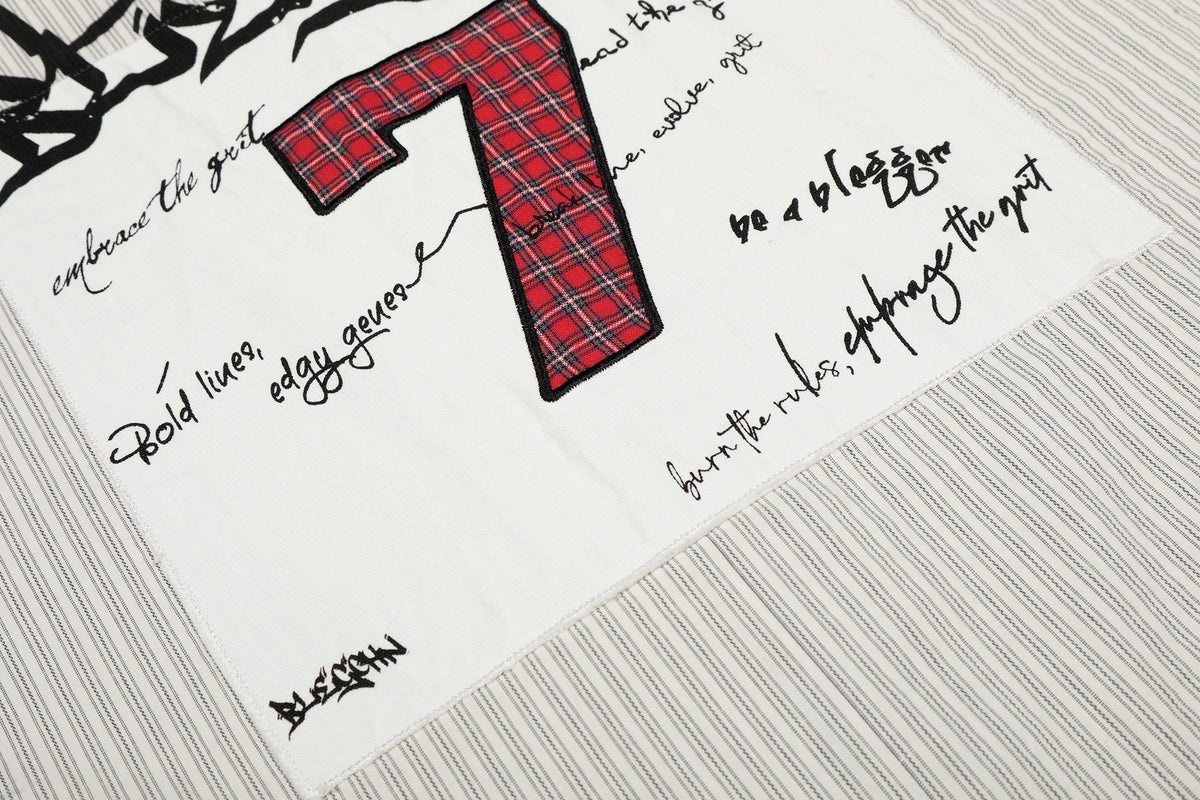 Madxmarx “Pinstripe Patch Graphic Shirt”
