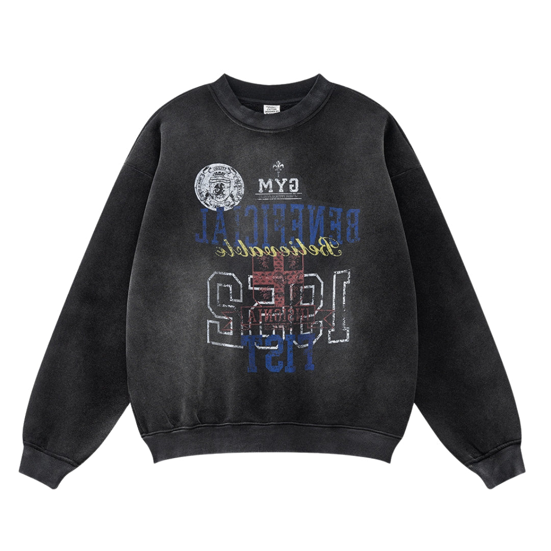 Letter Print Round Neck Sweatshirt
