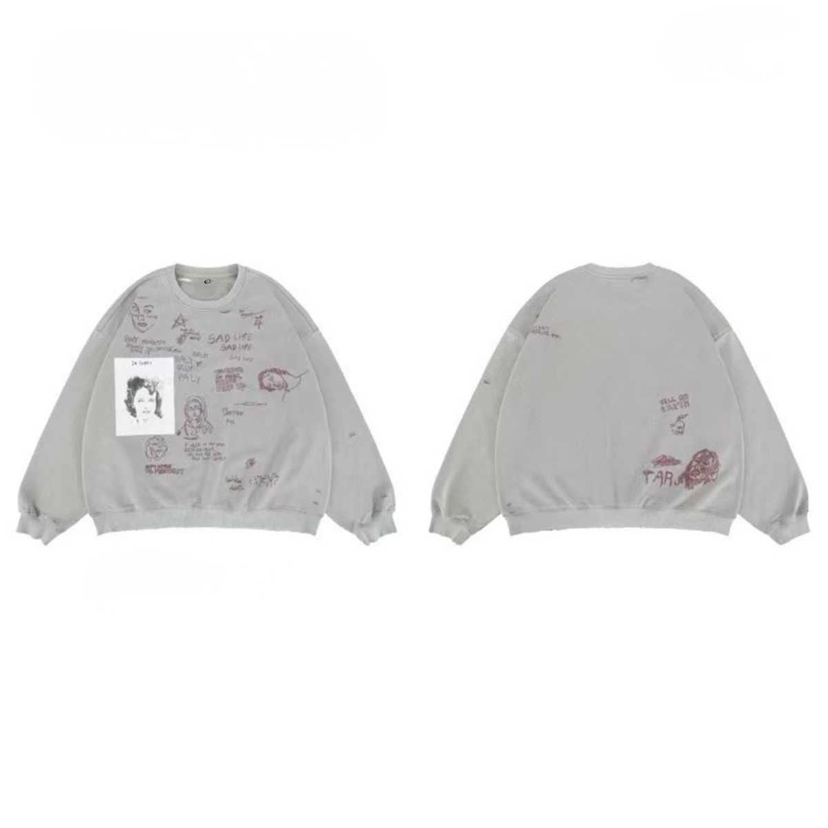 Madxmarx Sad Life Hand-Drawn Sweatshirt