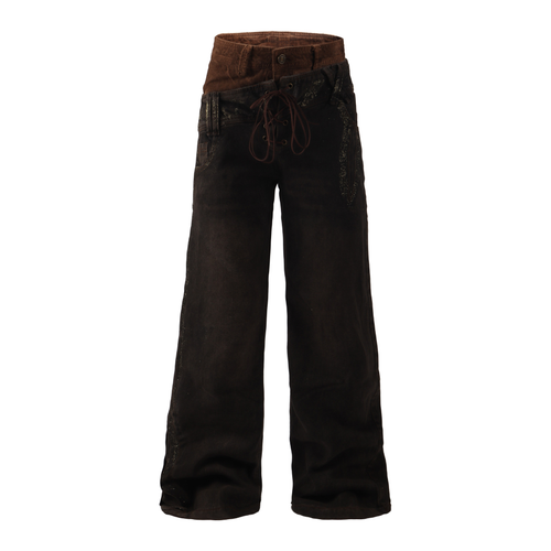 Madxmarx Dual-Waist Lace-Up Jeans - XXS / Black