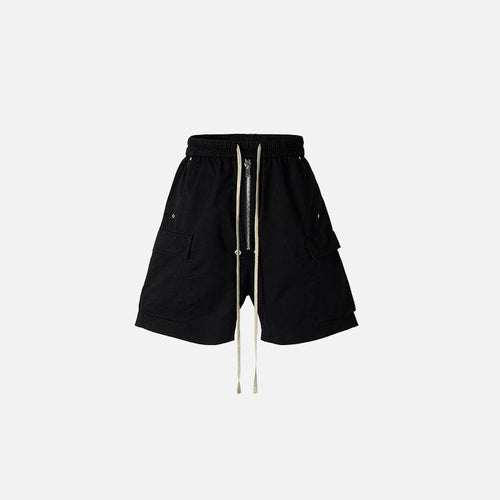 Schwarze Kordelzug Reißverschluss Damen Jorts - M / Schwarz