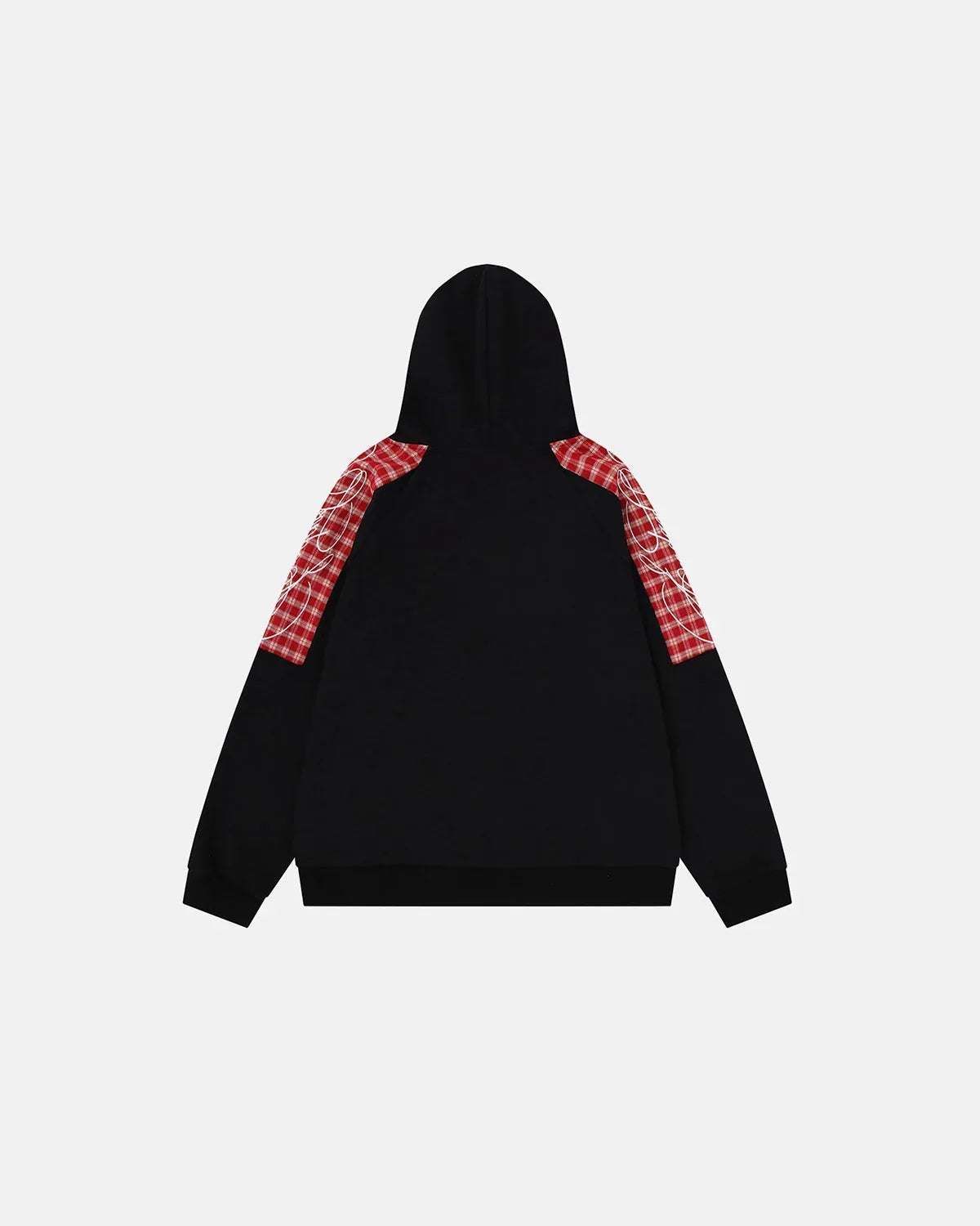 Plaid Panel Zip-Up Hoodie