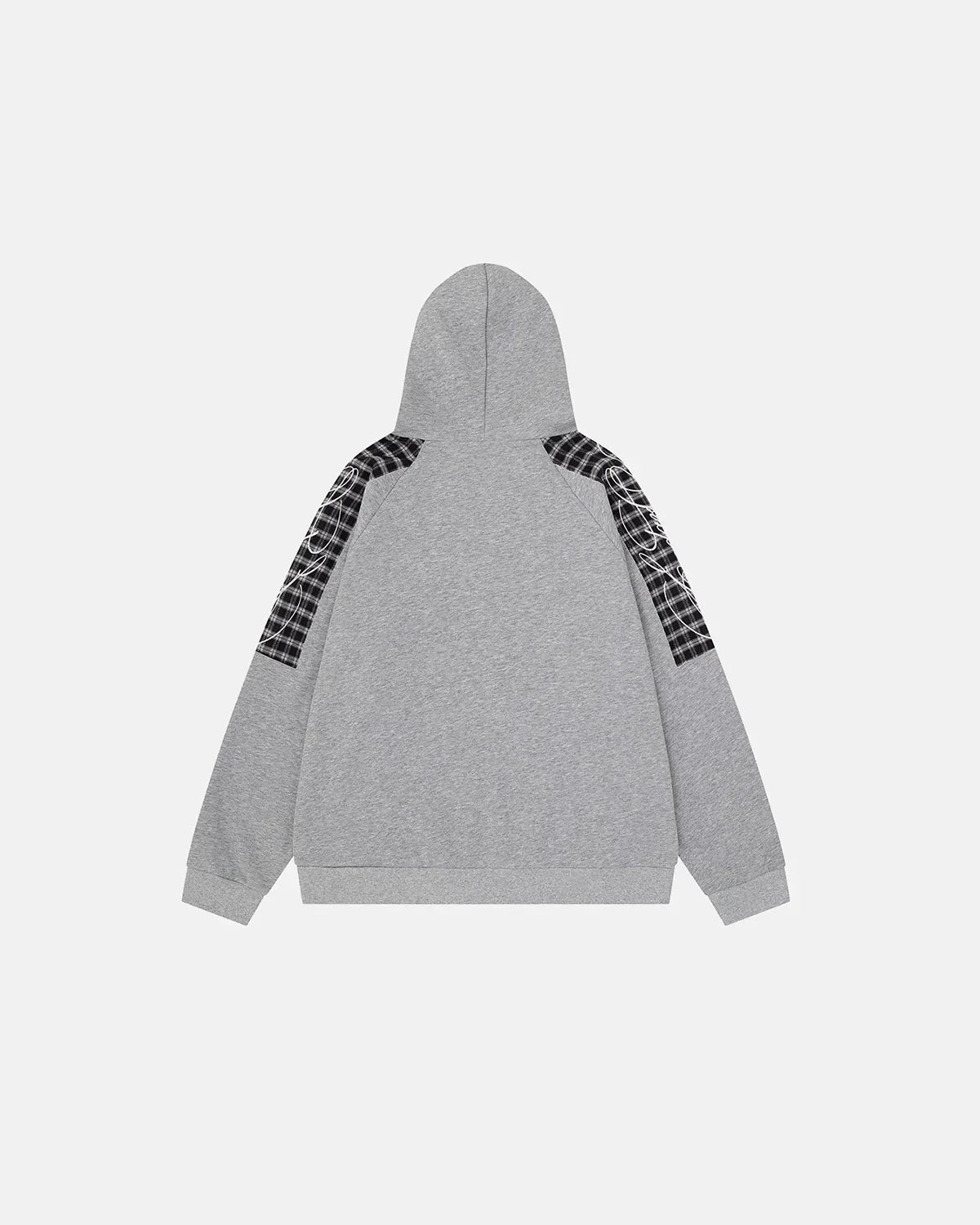 Plaid Panel Zip-Up Hoodie