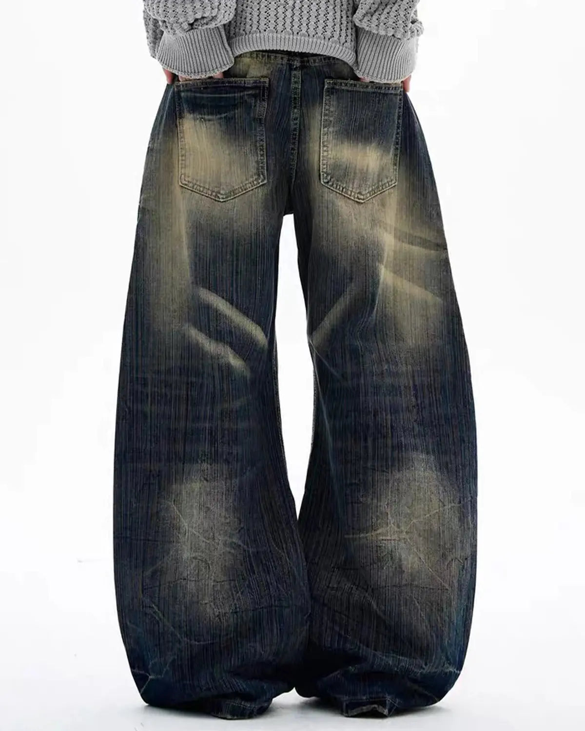 Bamboo Weave Barrel Baggy Jeans MADXMARX
