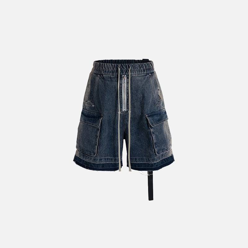 Jorts amples délavés à poches zippées