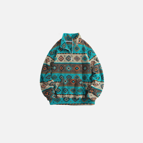 Moletom com Meio Zíper Estampado Aconchegante e Quentinho - Azul / XXL