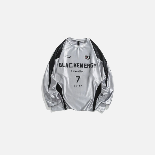 American Retro Contrast Letter Printed T-Shirt - Gray / XL