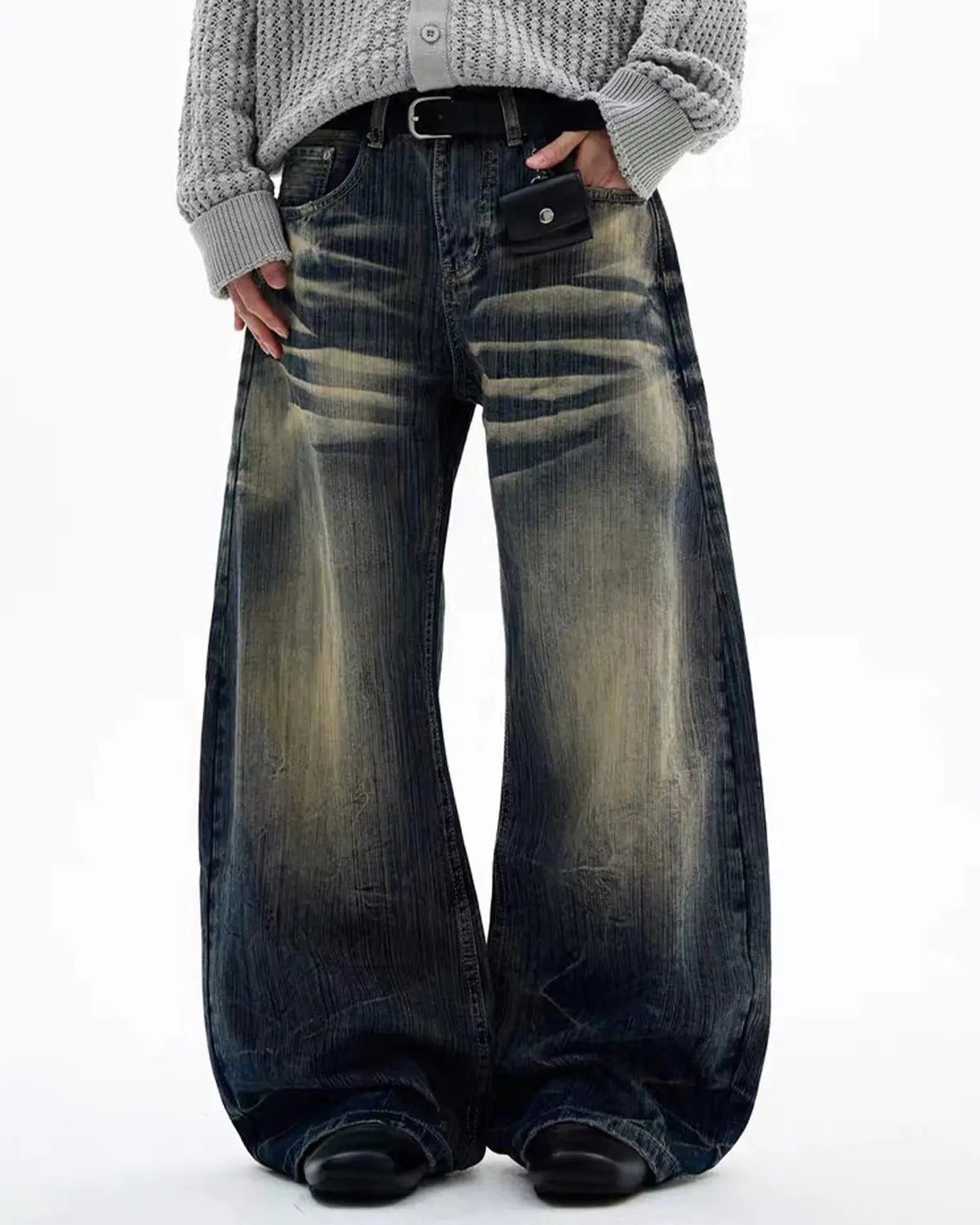 Bamboo Weave Barrel Baggy Jeans MADXMARX