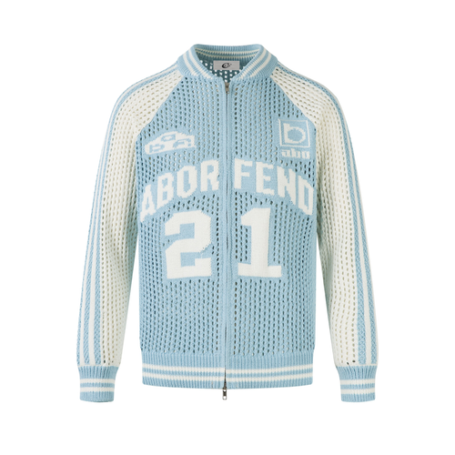 Madxmarx Mesh Varsity Knit Jacket - S / Blue