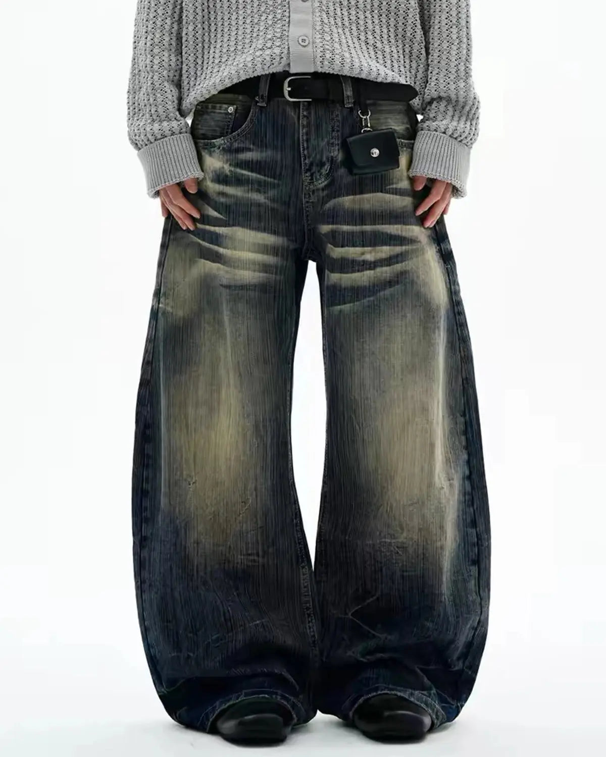 Bamboo Weave Barrel Baggy Jeans MADXMARX