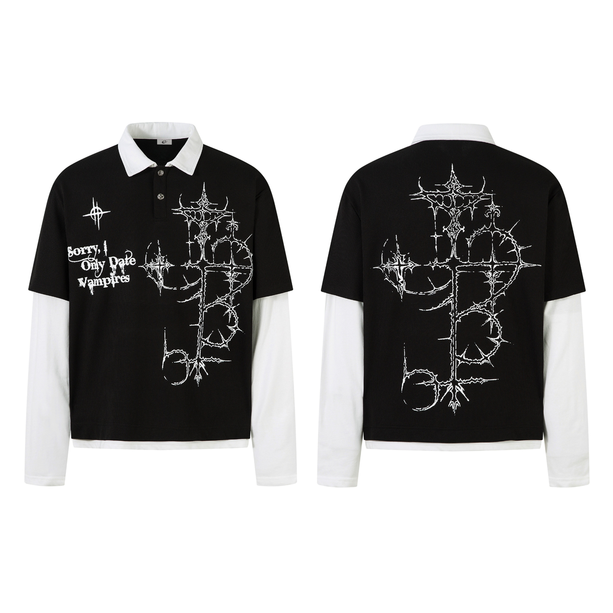 Polo de Manga Comprida com Camadas Gráficas Vampire Madxmarx
