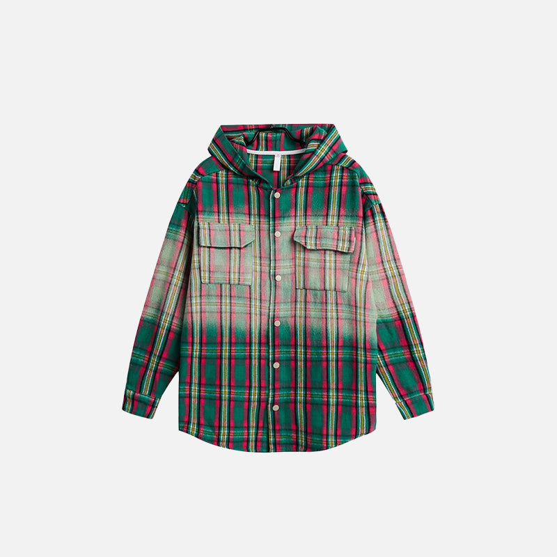 Camisa con capucha y degradado a cuadros vintage