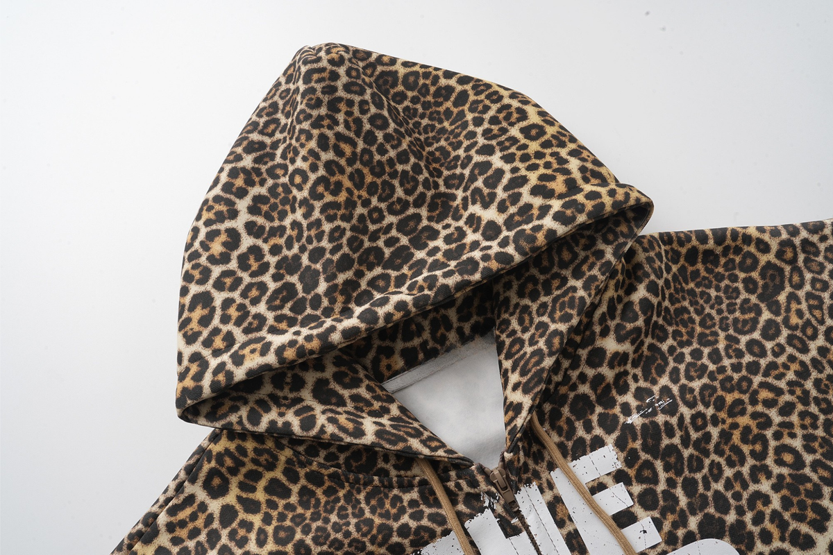 Madxmarx Leopard Graphic Zip-Up Hoodie