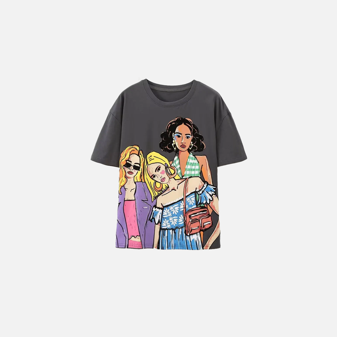 Stylish Gray Cotton Print T-Shirt