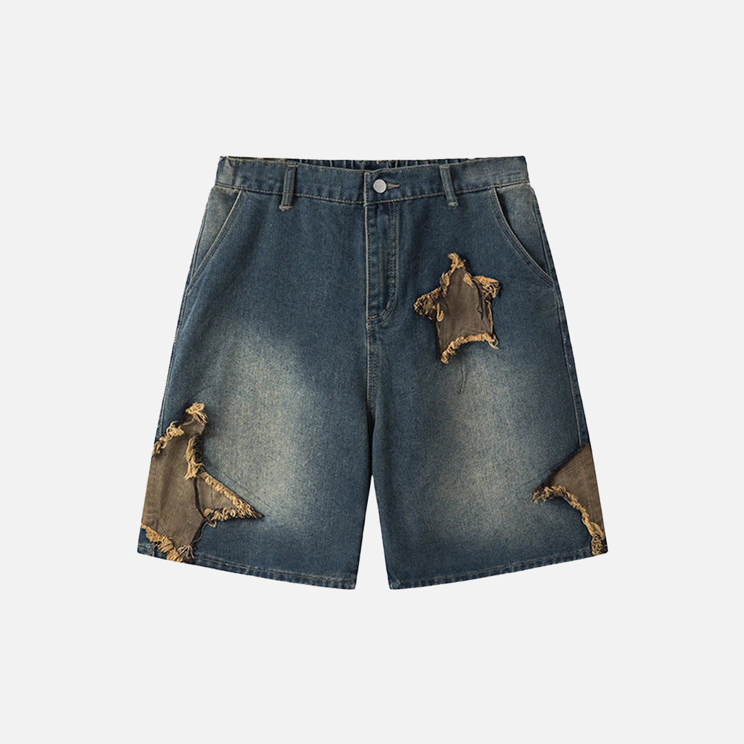 Vintage denim shorts met sterrenpatch