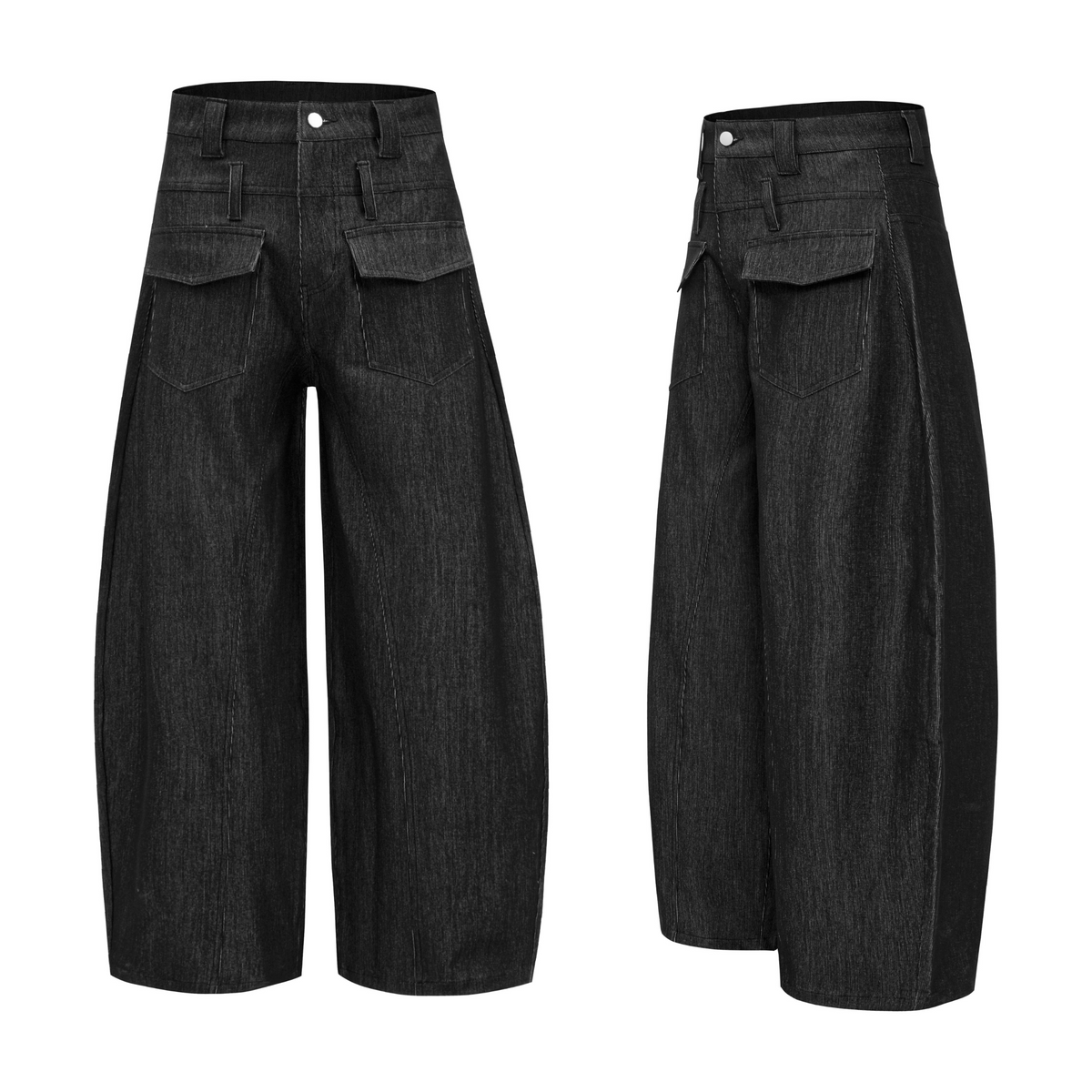 Pantalones de mezclilla utilitarios de pierna ancha Madxmarx
