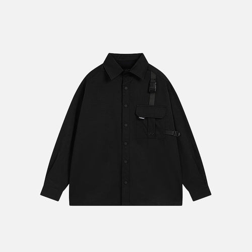 Black Front Pocket Shirt - Black / M