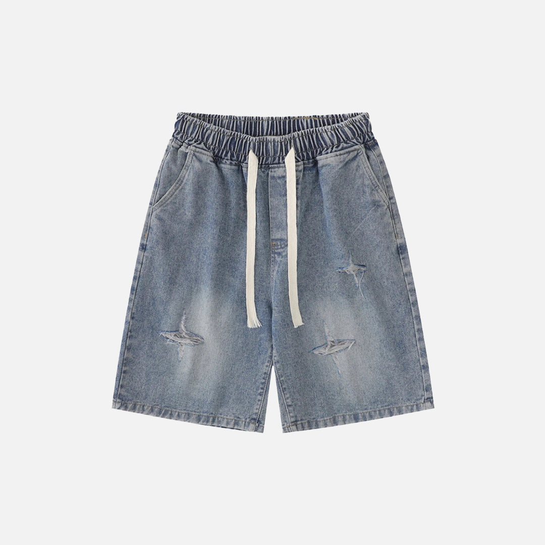 Relaxte denim shorts met trekkoord
