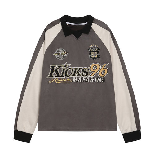 Camisa de Rugby Madxmarx com Patch Varsity - M / Cinza