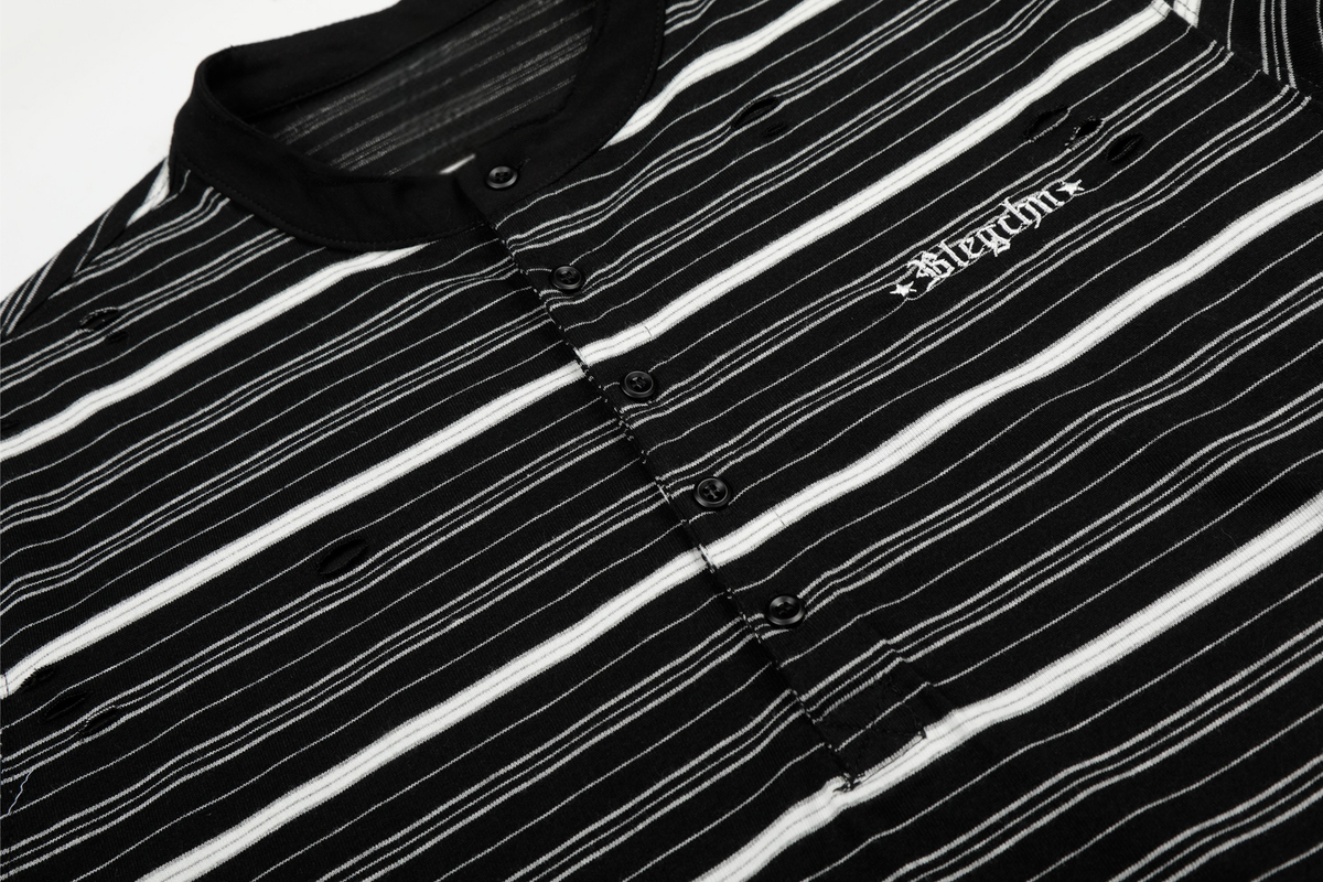 Madxmarx Striped Henley Long Sleeve Tee