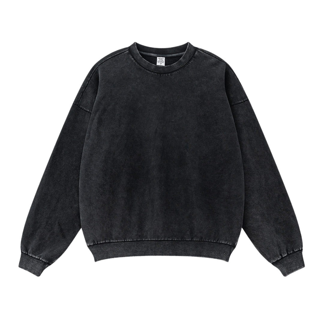 Washed Basic Round Neck Sweatshirt